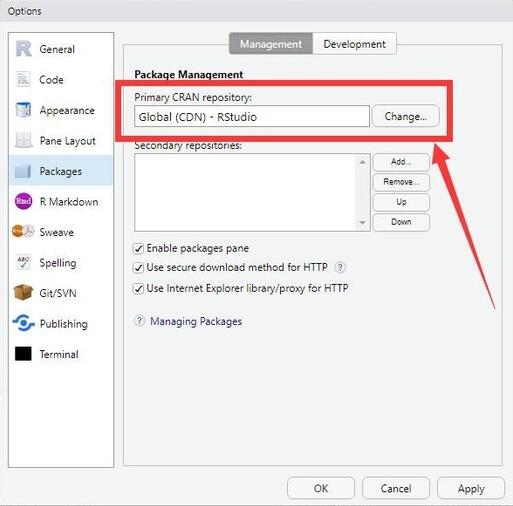 RStudio如何设置R语言package包CRAN更新安装源