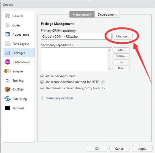 RStudio如何设置R语言package包CRAN更新安装源