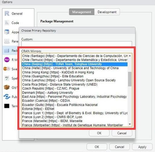 RStudio如何设置R语言package包CRAN更新安装源