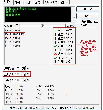 SpeedFan 风扇调速软件截图