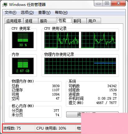 Windows7系统CPU仪表盘怎么打开？