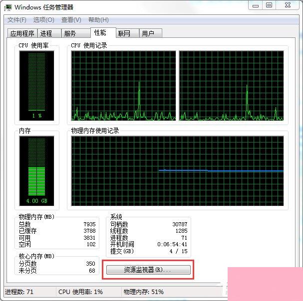 Windows7系统资源怎么看？