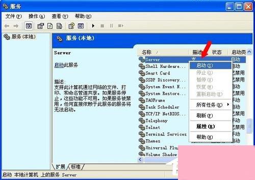 WinXP系统没有启动服务器服务怎么办？