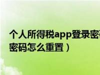 个人所得税app登录密码忘了怎么办（个人所得税APP忘记密码怎么重置）