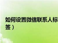 如何设置微信联系人标签（微信电脑端怎么给联系人创建标签）