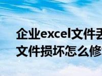 企业excel文件丢失或损坏怎么处理（excel文件损坏怎么修复）