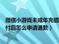 微信小游戏未成年充值后拒绝退款（微信小游戏未成年人支付后怎么申请退款）