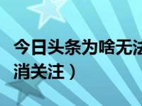 今日头条为啥无法关注别人（今日头条怎么取消关注）