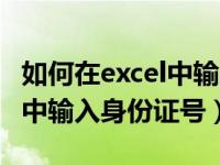 如何在excel中输入身份证号码（如何在excel中输入身份证号）