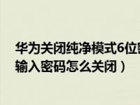 华为关闭纯净模式6位密码是多少（华为手机安装应用需要输入密码怎么关闭）