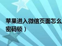 苹果进入微信页面怎么设置密码锁（苹果手机微信如何设置密码锁）