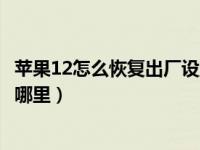 苹果12怎么恢复出厂设置重新激活（苹果12恢复出厂设置在哪里）