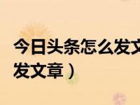 今日头条怎么发文章赚广告费（今日头条怎么发文章）