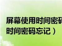 屏幕使用时间密码忘记可以刷机吗（屏幕使用时间密码忘记）