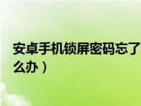 安卓手机锁屏密码忘了怎么办啊（安卓手机锁屏密码忘了怎么办）