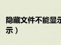 隐藏文件不能显示了怎么办（隐藏文件无法显示）