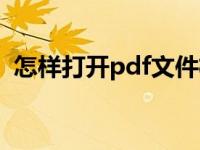 怎样打开pdf文件格式（怎样打开pdf文件）