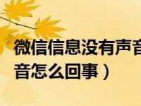 微信信息没有声音怎么恢复（微信来了没有声音怎么回事）