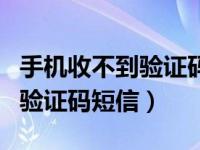 手机收不到验证码短信怎么解决（手机收不到验证码短信）