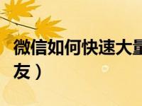 微信如何快速大量加好友（微信怎么大量加好友）