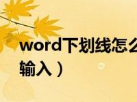 word下划线怎么输入字（word下划线怎么输入）